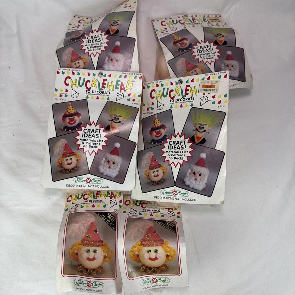 VTG Fibre Craft Chucklehead Doll Heads 18 Pack  Arts Crafts Making Cone Heads
